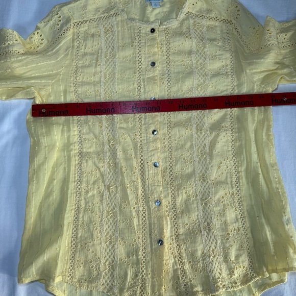 Sundance Women Eyelet Top Large Lined Soft Yellow Lace Cotton Cottagecore - Picture 4 of 7